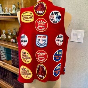 Vintage Red Bowling Vest Patches Galore for Repurposing, Costume, Jacket Patches